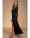 Garden District Black Wrap Maxi Dress